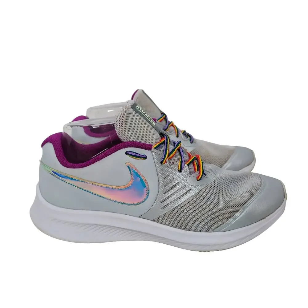 NIKE Shoes Star Runner Rainbow Laces Holographic CW3294-001 Size 5 Y or 7 Women